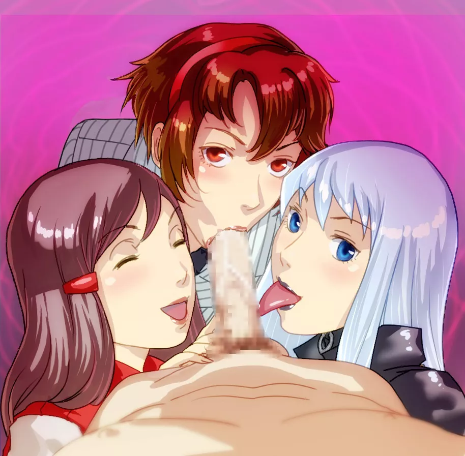 Rei, Nemissa, and Hitomi blowjob posted by rule34_bot