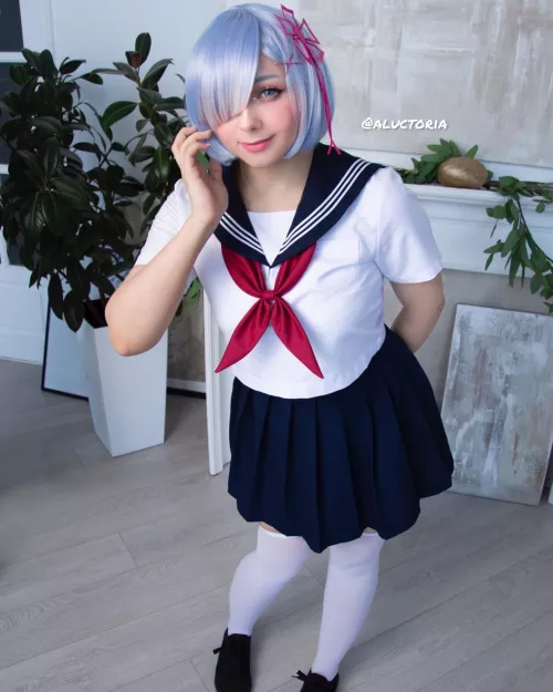 Rem schoolgirl cosplay by Aluctoria by aluctoria_