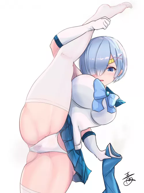 Rem stretching by Natsu_1000