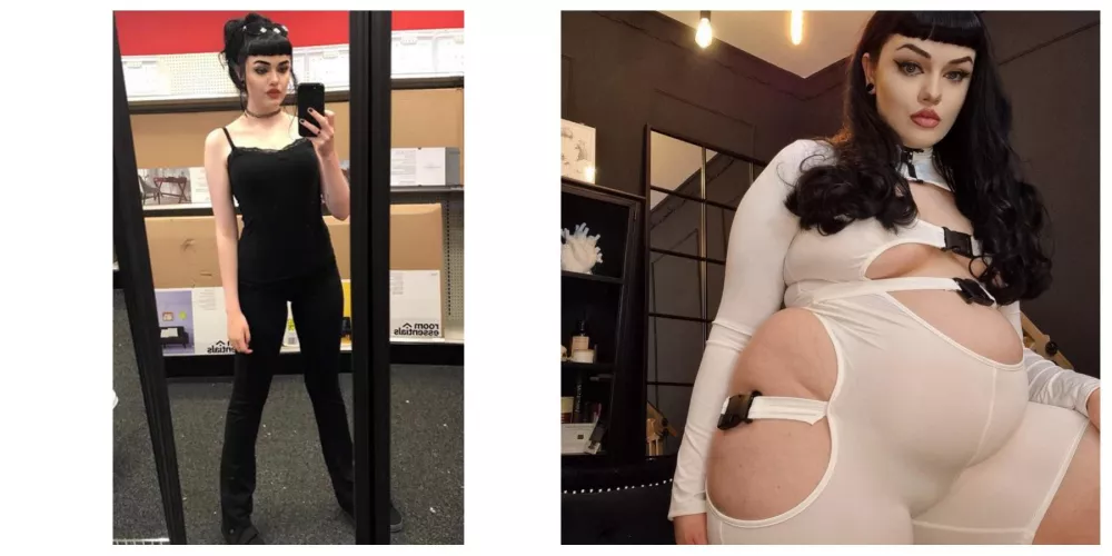 Remember that time I was skinny af and then got superrrr fat to the point where I look like I ate my former self? 👀 🖤 by curvygothgf