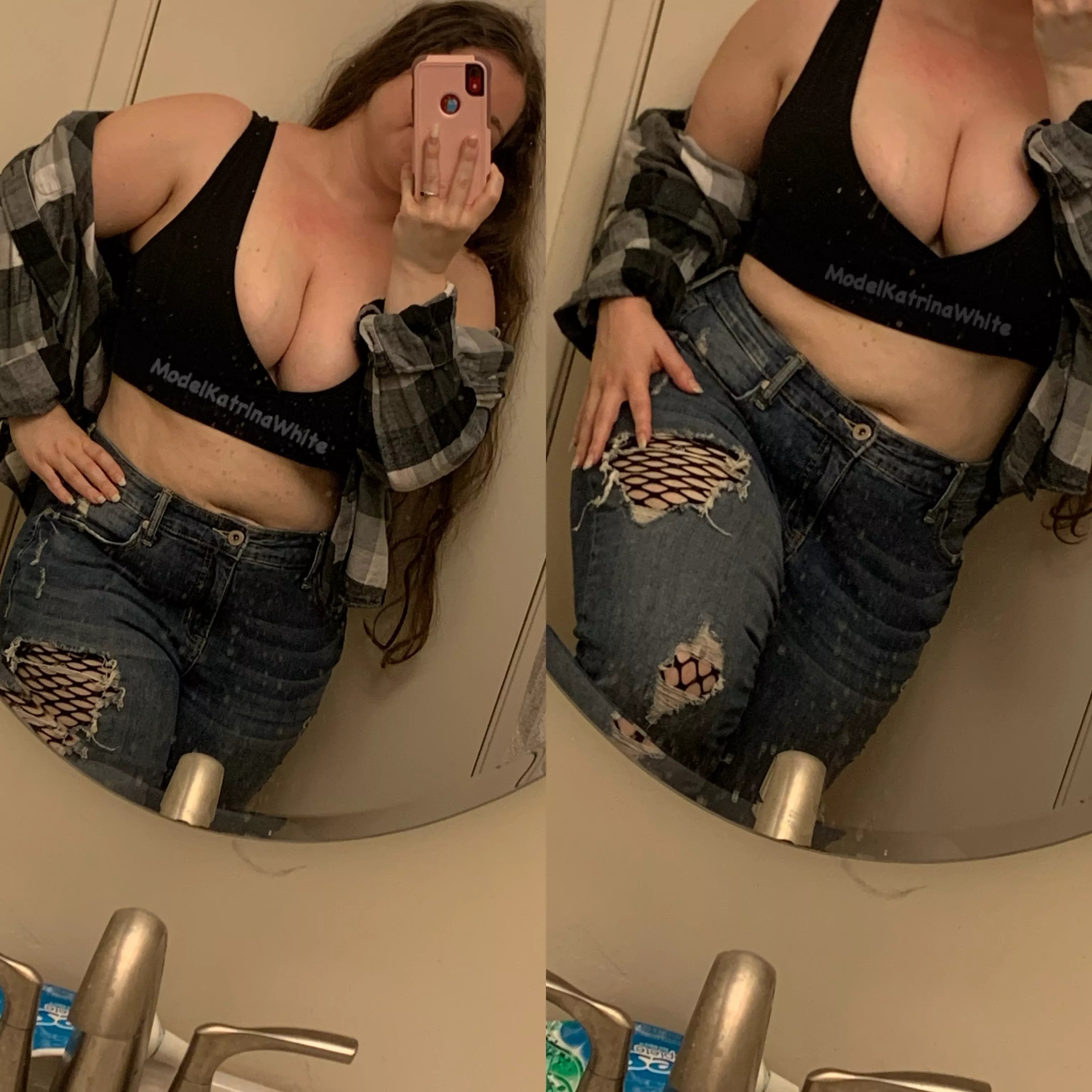 Ripped jeans, fishnets, and a terribly dirty mirror - 2 out of the three make me feel super sexy! posted by modelkatrinawhite