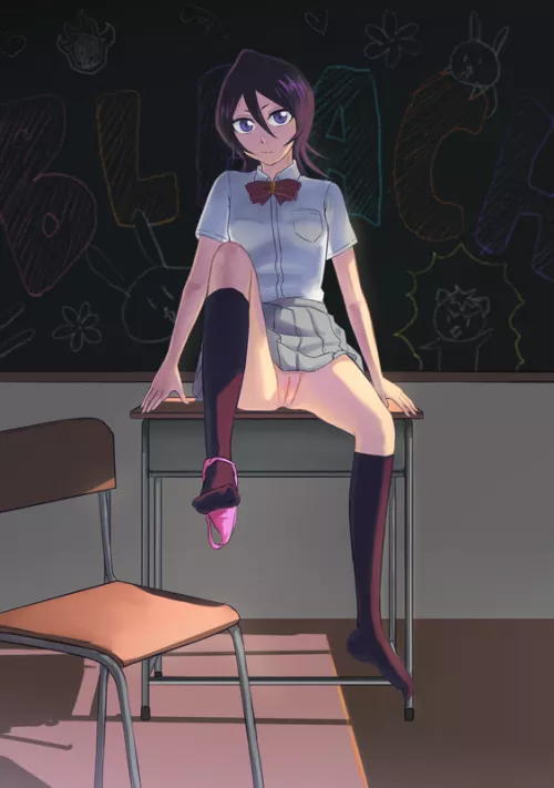 Rukia Sitting on Desk (Jcell) by Mysterious-Craft-476
