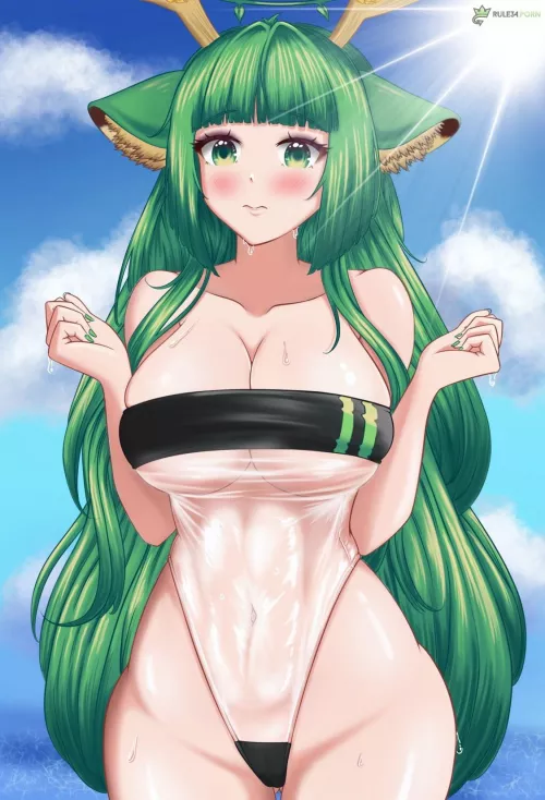 Rule 34 - 0hmyhowlewd 1girls antlers belly big breasts blush breast by NatalieSandersonwrC