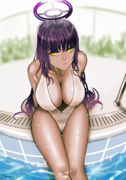 Rule 34 - 1girls 2021 absurdres alternate costume bang5410 blue [Blue Archive] by RobertWhitegzO