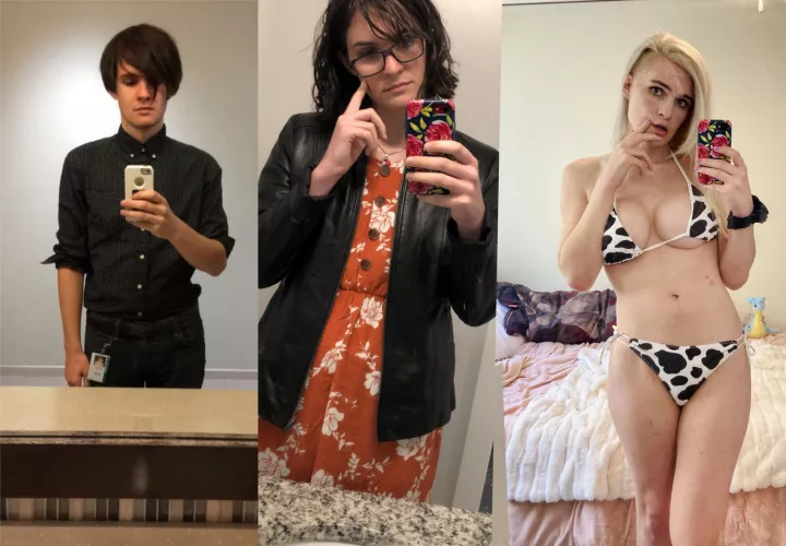 Sad boy ➡️ nerdy girl ➡️ happy bimbo by synstranger