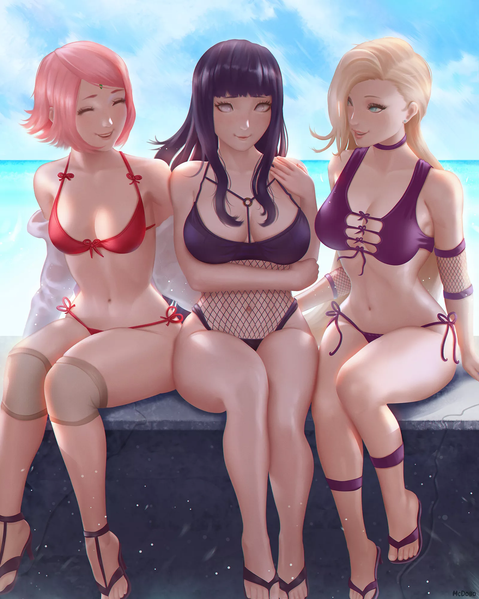 Sakura, Hinata and Ino beach day (McDobo) posted by coldburgers