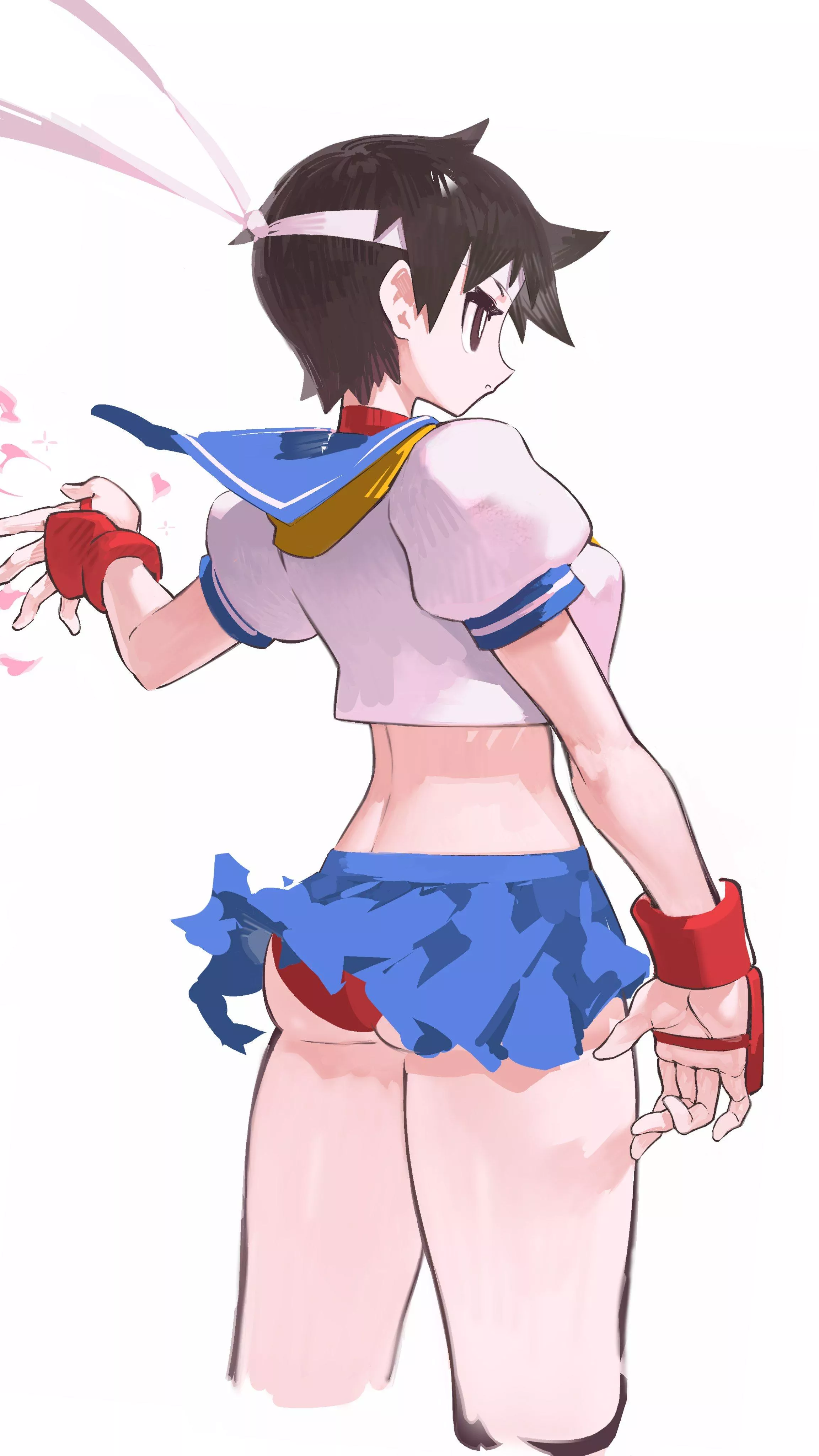Sakura Kasugano pensive before a fight.(@Urieito)[Street Fighter] posted by TheTMoneyMan