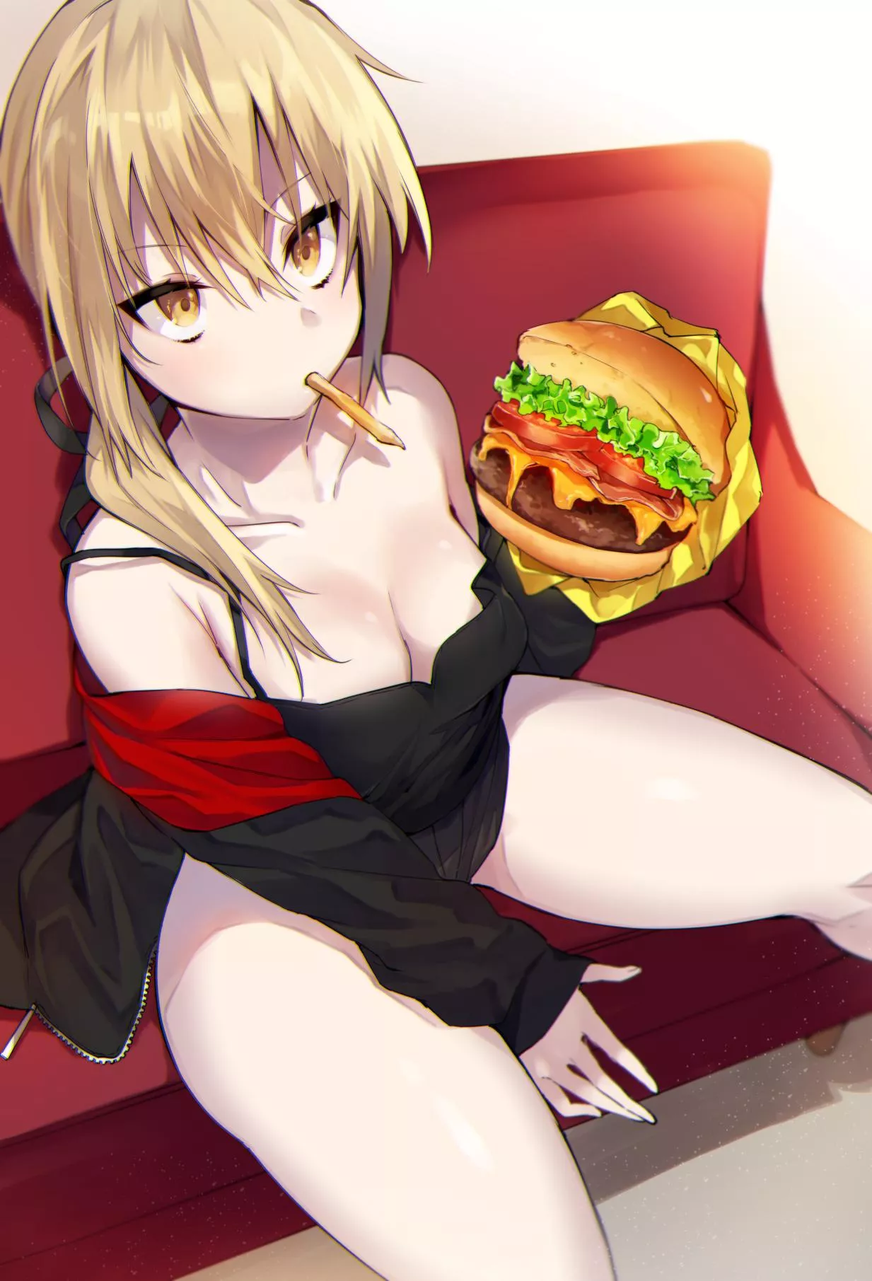 Salter enjoying her burger [fate grand order] by (だにまる) posted by Faoovo