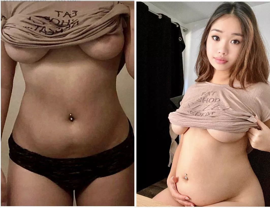 Same top, different belly 🐽 Hope you love the face reveal! posted by azn_mami