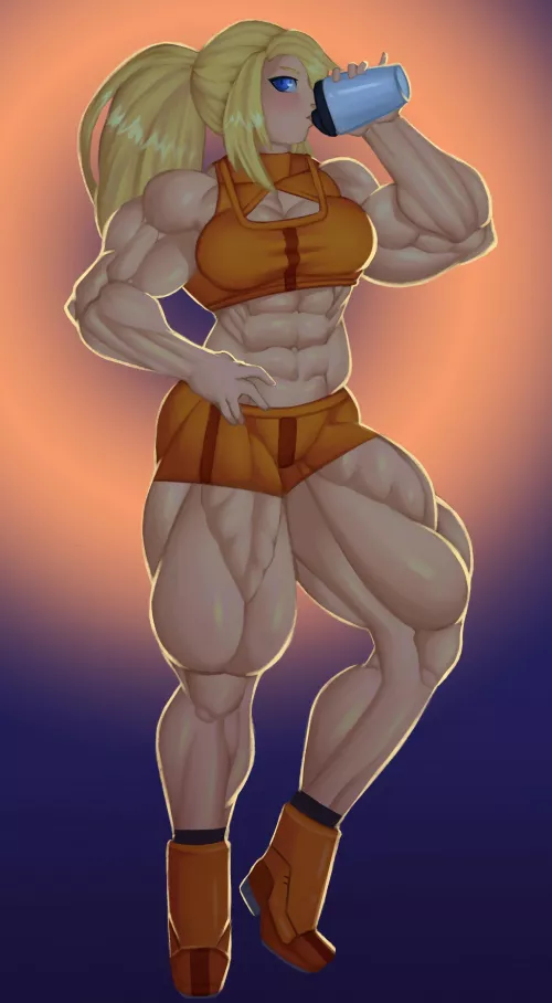 Samus drinking Her protein.(@NiSalasa)[Metroid][Smash Bros. by TheTMoneyMan