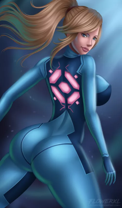 Samus looking sideways [Flowerxl on DeviantArt] by SupremoZanne
