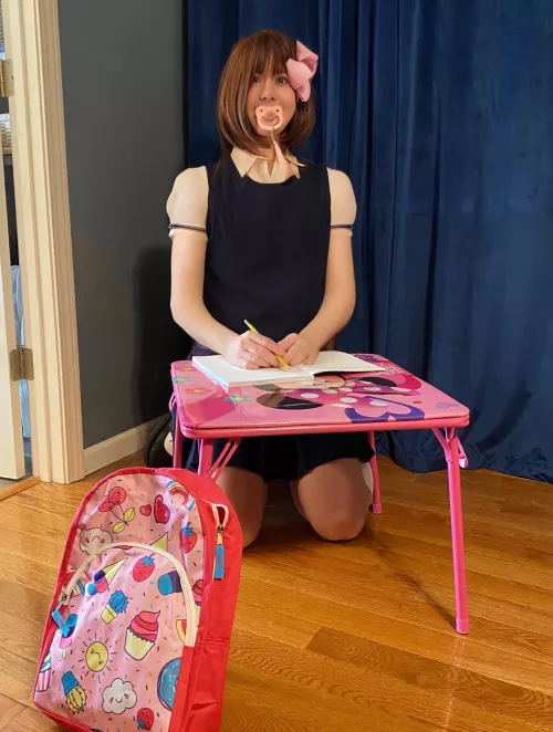 School time with mommy!!☺️✏️📓 I hafta be diapered at school cuz I have accidents sometimes, but my dress hides it mostly by luvmymommy23