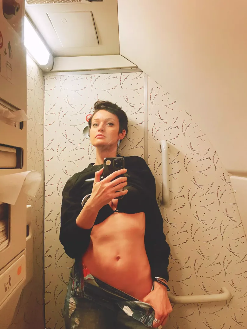 Selfie in airplane lavatory. Thoughts? posted by masha_nova