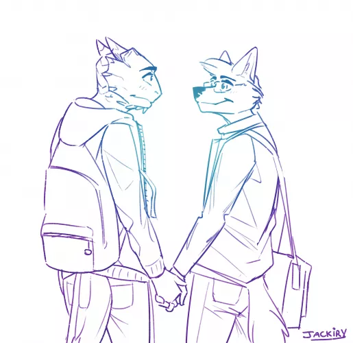 self-indulgent art with 2 of my oc's! always feels good to bring them to life once in a while 🥰 (Nino ↙ & Eugene ↘) by dokephenuc