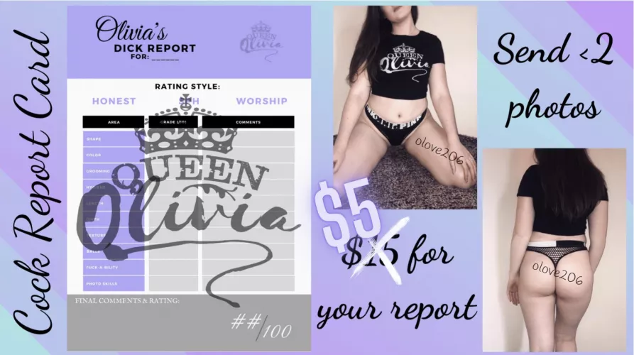 [selling] $5 COCK REPORTS TODAY ONLY! 🤍 That’s over 60% off! ✨Don’t wait, let’s get some cocks rated! ✨ kik @LivL206 or snap @olove206 by Olove206