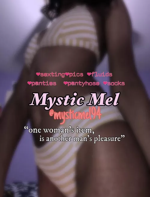 [selling] so many things to choose from!✨🌺 this ebony goddess offers edible goodies, wearable goodies and downloadable goodies. I’m also open to requests! 😍🥰 kik: mysticmel94 by mysticmel94