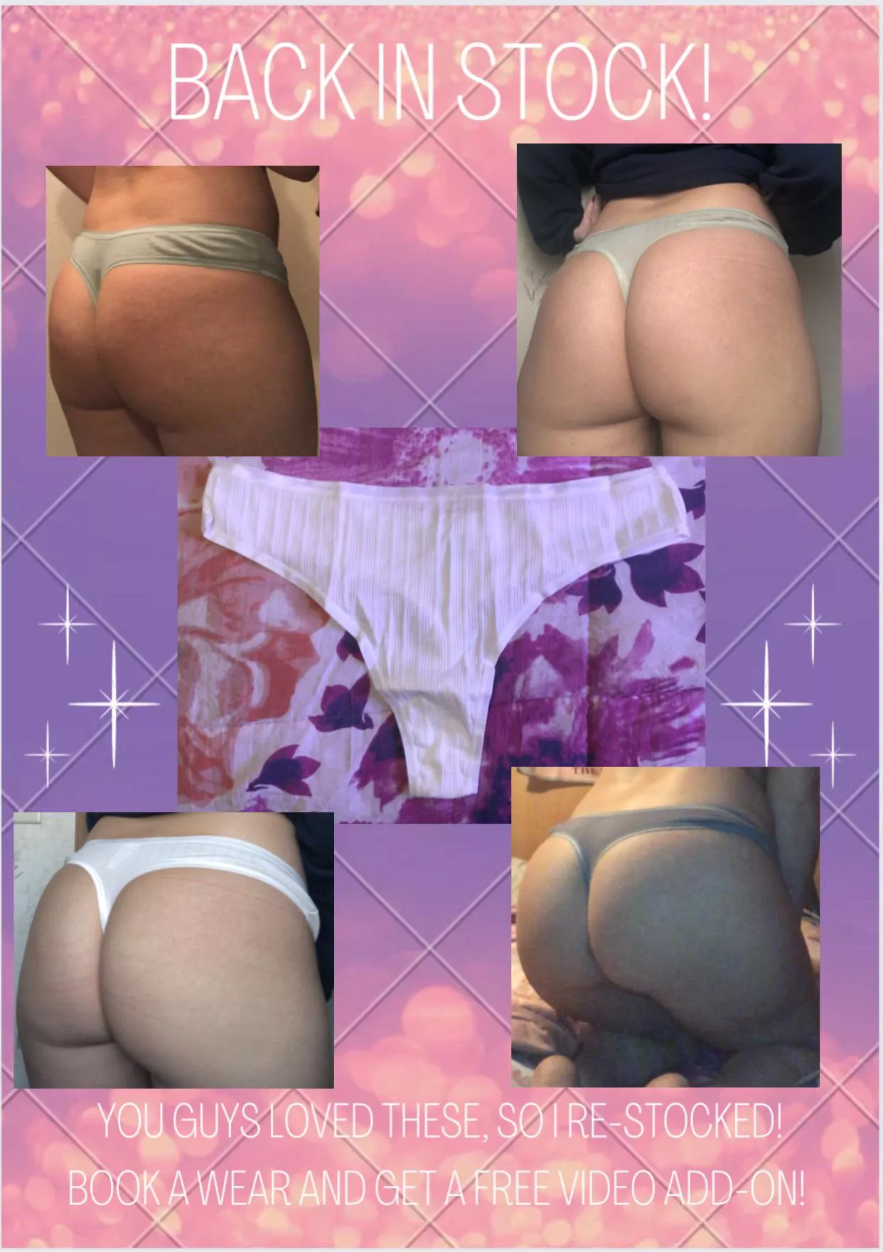 [selling] 🍑VERIFIED🍑 Restock on my most popular panties🍑 Socks🍑 Custom Video🍑Vials & Pops🍑 Full content menu 📌 on my profile 🍑 posted by pinkyto04