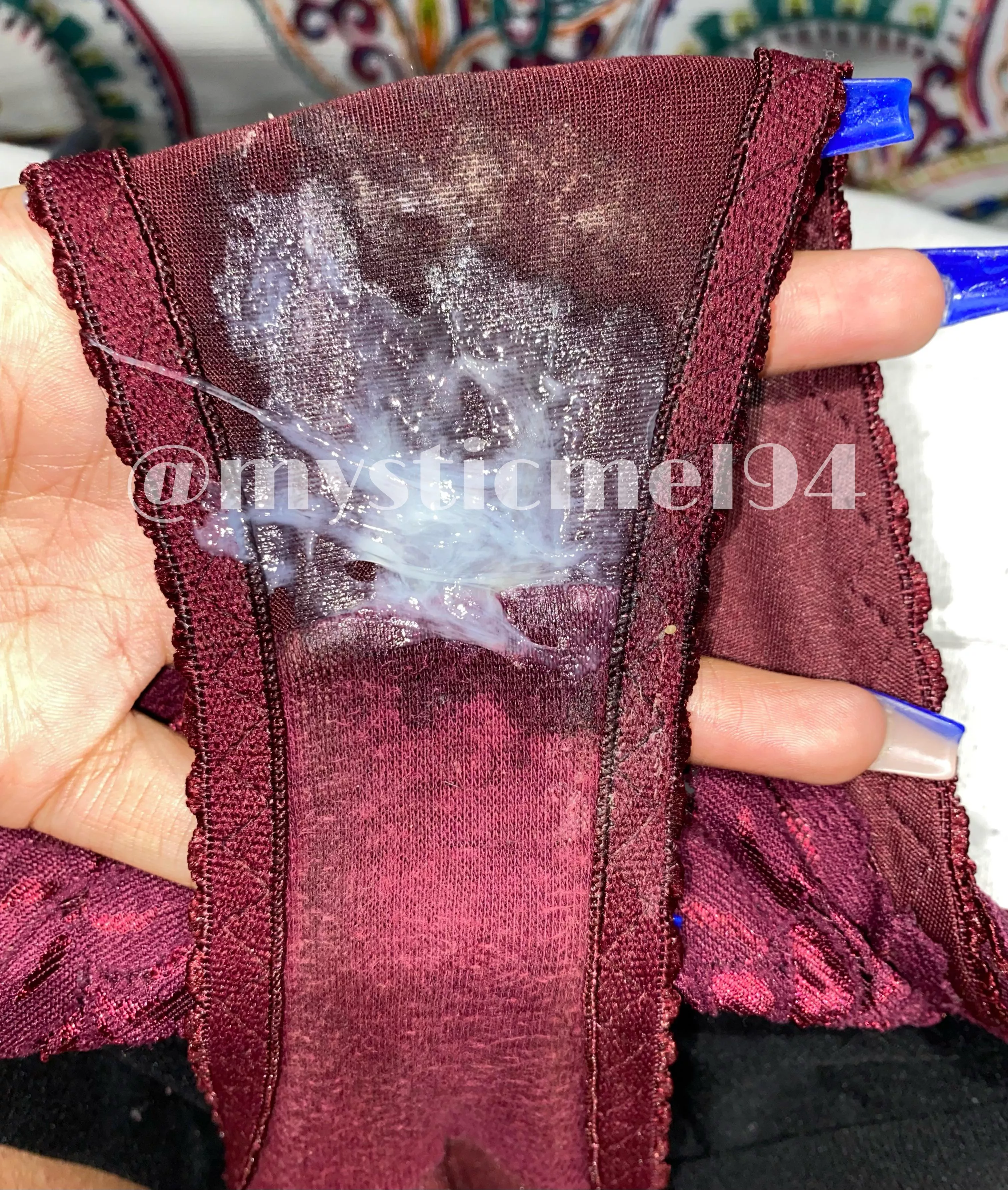 [selling] worn OVULATION panties! 💦💦 i’ve been wearing these for 30+ hours. they’ll be available for $40, 3 photos and free untracked. get them WET and CREAMY 😝🥰😍✨ kik: mysticmel94 posted by mysticmel94