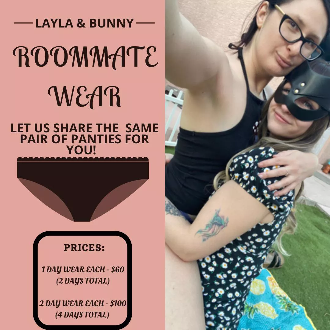 [selling][US]ROOMMATE PANTIES. 💃Let us wipe our juices all over the same pair of panties for you 😏😘 DM to secure spot! posted by LaylaGrace3