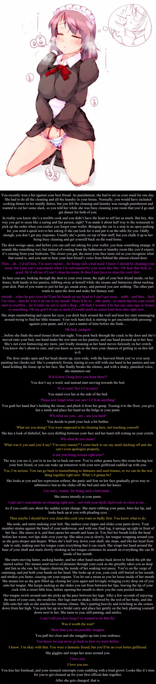 She got distracted. [Friends to lovers] [maid] [masturbation] [blowjob] a bit of [voyeurism] by Maniac523