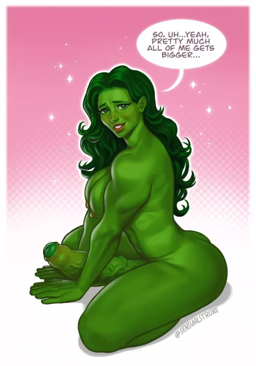 she-hulk is showing growth (SensualStroke) by Vikalex_Art