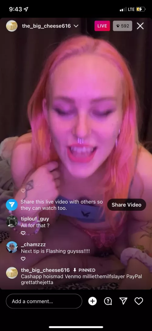 She’s live right now and donate to her for good things by Spare_Mango854