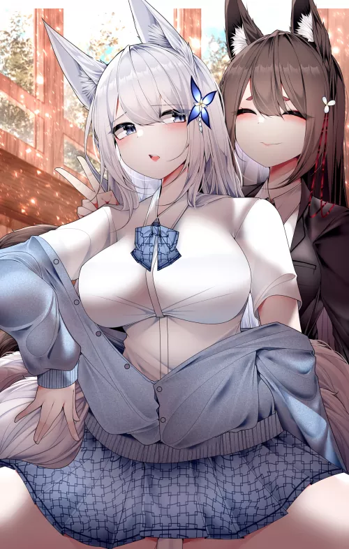 Shinano and Amagi in different uniforms (SAMIP) [Azur Lane] by elegantloveglimmer