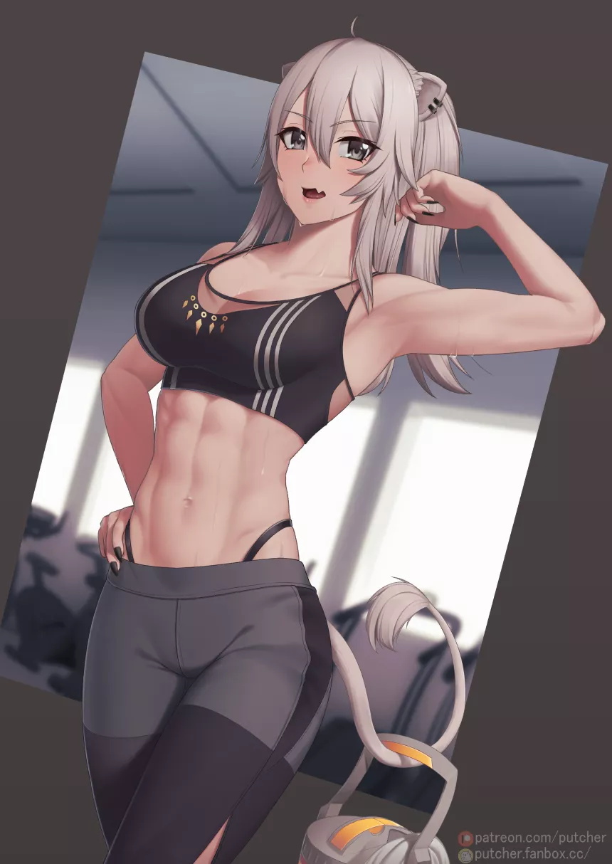 Shishiro Botan showing off at the gym (Putcher) [Hololive] posted by queshu22