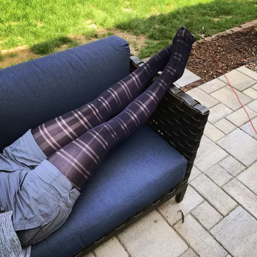Shorts and nylons week, day two! Hard to decide what’s the best part of spring: green grass, warmer temps, or casual hosiery on the patio! by TooTights