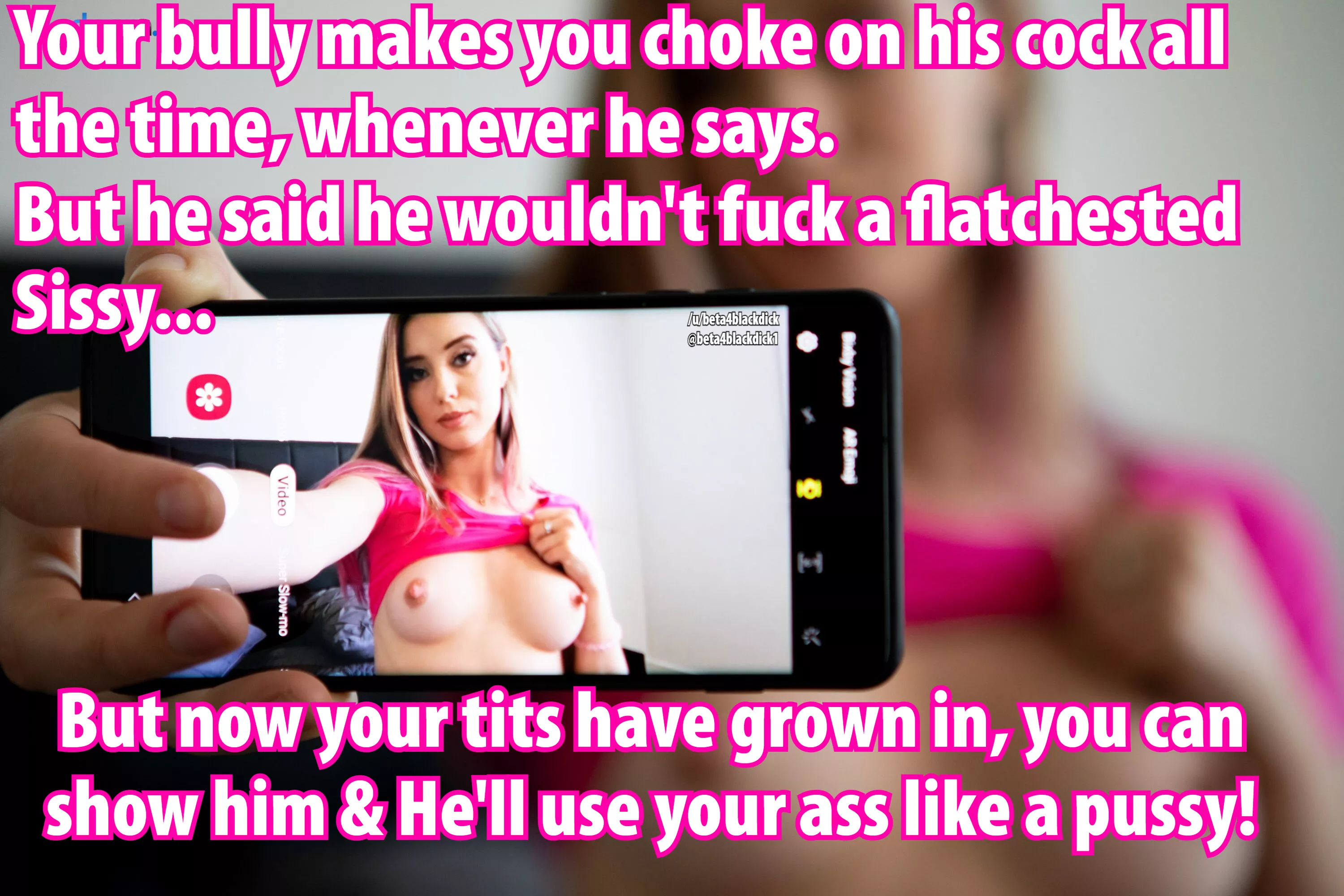 Show him how well your tits have grown in, Sissy! posted by beta4blackdick