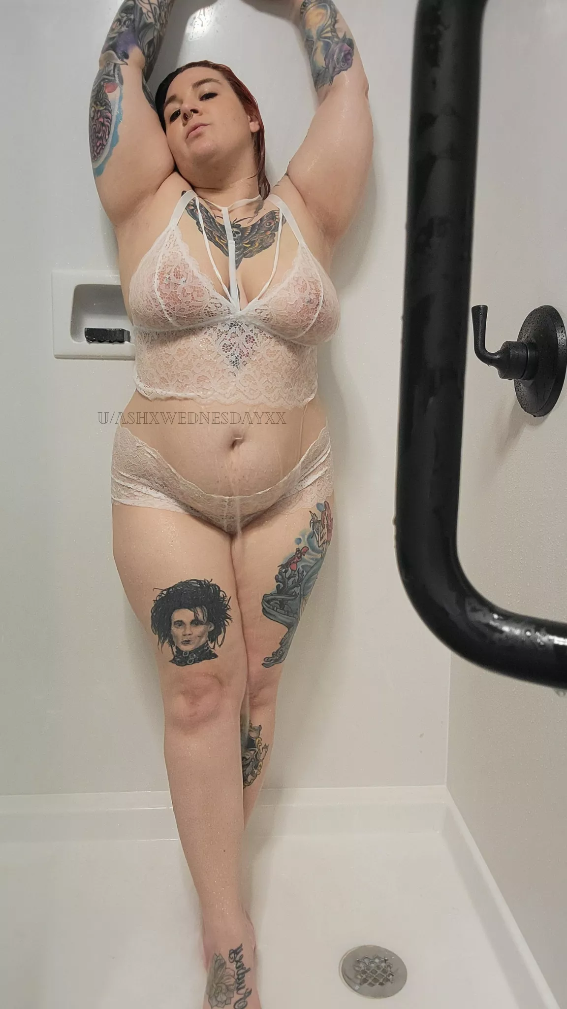 showering in all white 🤍 would you join me? posted by AshxWednesdayxx