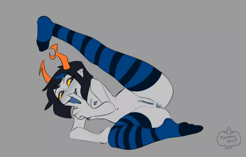 showing off, perhaps inviting~ (pumpkinsmut) by -fitter-happier-