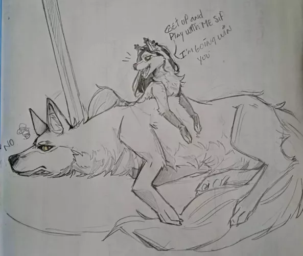 Siffey and Sif playing! (Art made by me) by SiffeyWolf