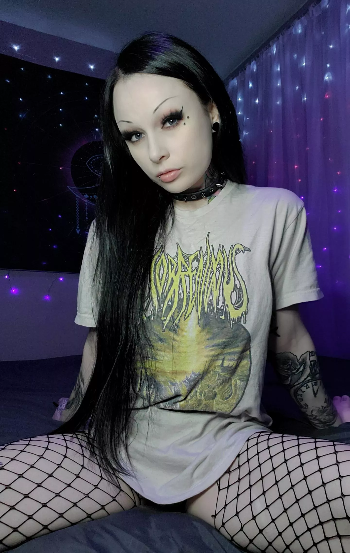 Simple fishnet & metal shirt look 💀 any Horrendous fans? posted by xmissxlilith