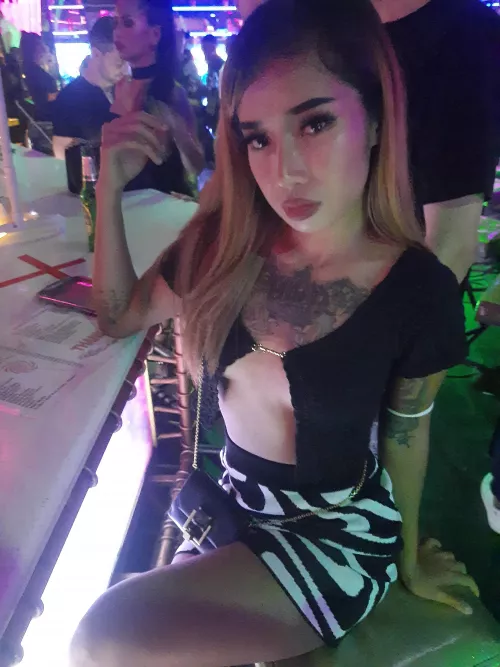 Since you liked the first one, here's another slutty outfit my wife wore for drinks, hubby got a photo waiting at home by Non_Confident