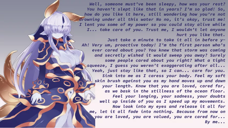 Sinking Into Her Arms Part 2 [Wholesome] [Monstergirl [Caring] [Nursing Handjob] by reservedtrash