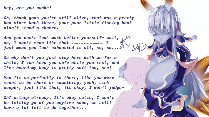 Sinking Into Her Arms [Wholesome] [Monstergirl] [Rescued] [Possible Series?] by reservedtrash