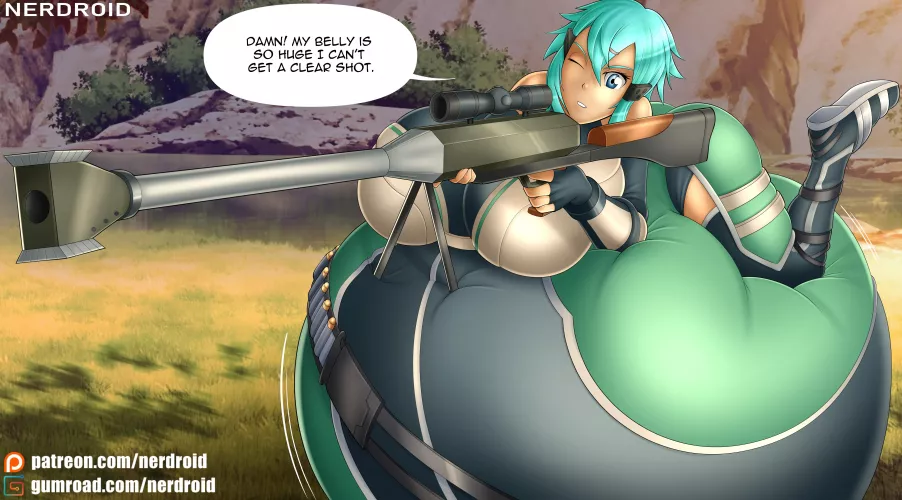 Sinon from Sword Art Online - Hyper pregnancy - Commission made by me(NerDroid) by Ner-Droid