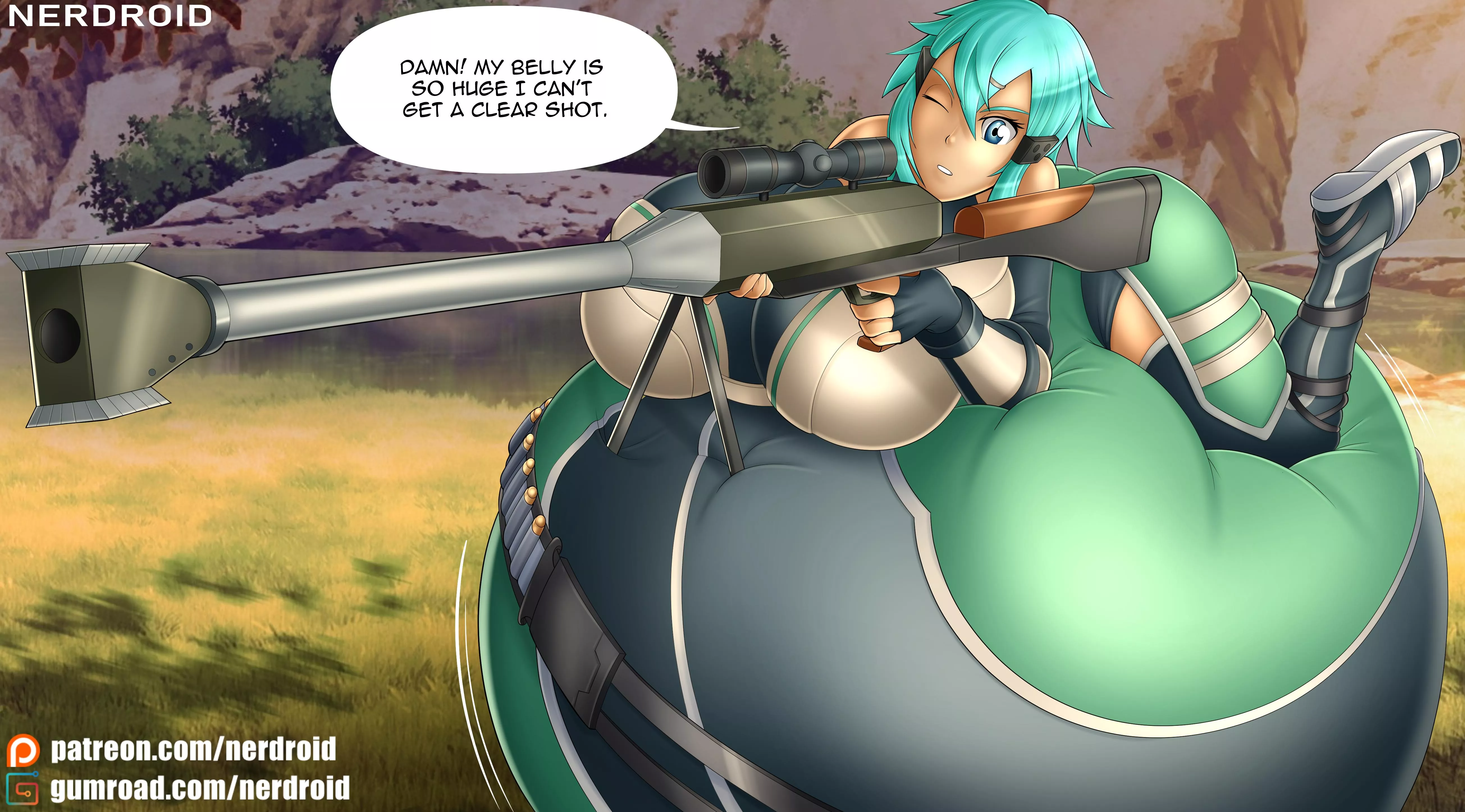 Sinon from Sword Art Online - Hyper pregnancy - Commission made by me(NerDroid) posted by Ner-Droid