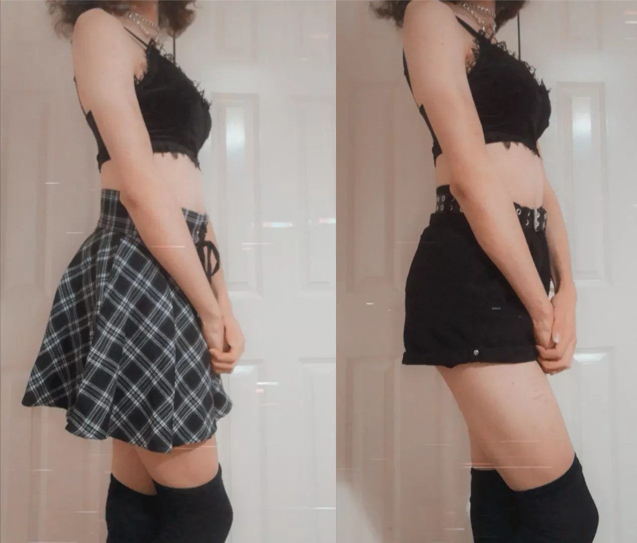 skirt or shorts? let me know 🖤 posted by eris_goddess