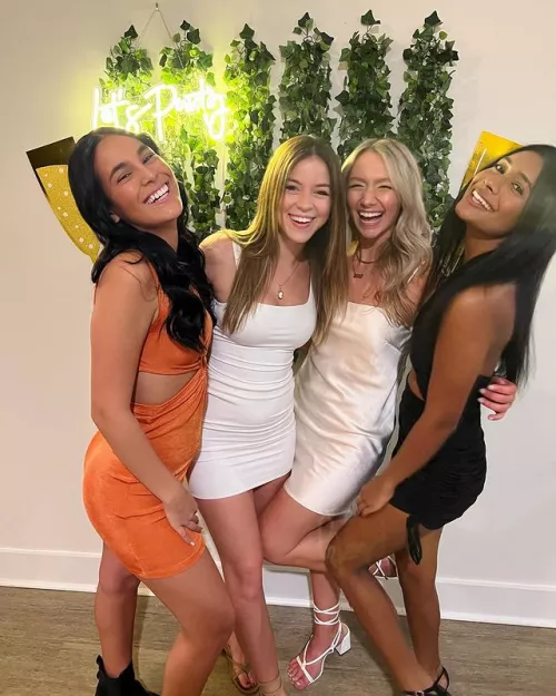 slim shortie in tight white dress is back by popular request, with different friends by orwelljay