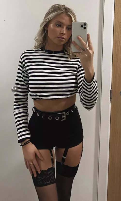 Slut showing her suspenders by MasterpieceNeat7220