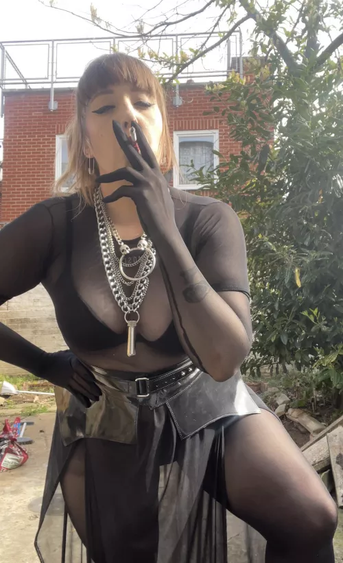 Smoking in my sheer sessioning outfit. Perfect for smoking and face sitting! by MistressKomakino
