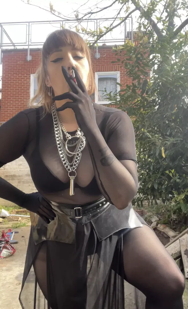 Smoking in my sheer sessioning outfit. Perfect for smoking and face sitting! posted by MistressKomakino