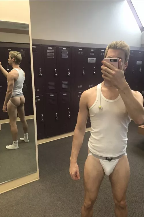 Sneaking in jockstrap selfie at the gym… by Parking_Wall_6859