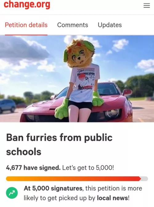 So apparently my fursuit photo is being used for this petition 💀 by 72027x
