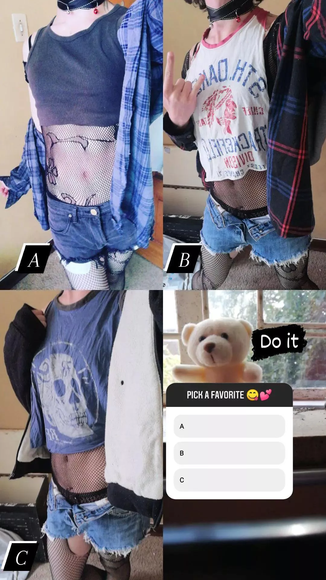 so far these are my main fits 😋😋witch one looks better ❤️💕🌸 posted by Femboy_mimikyu