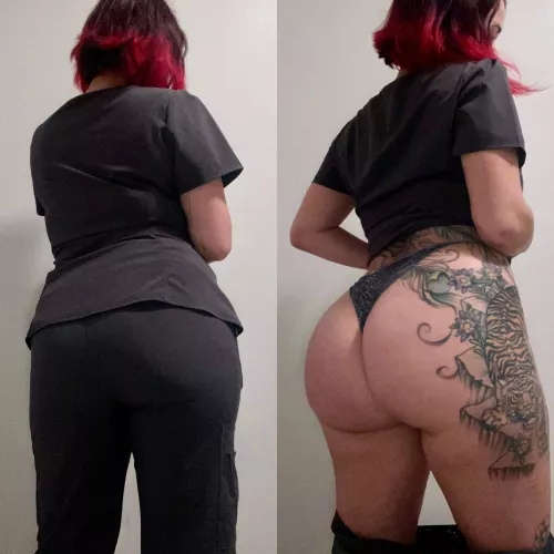 So glad to be back in scrubs again! Did you miss my ass?!? by toraodyne