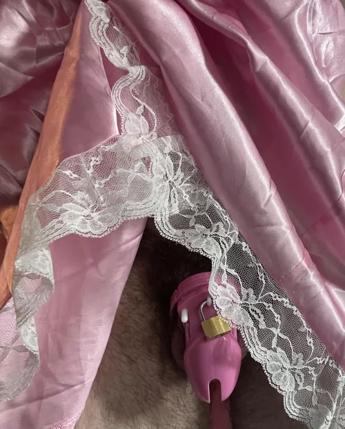 So little did I know my wife brought me a pink cage to match my pink maid outfit. Actually like it a lot by longtimelurkers86