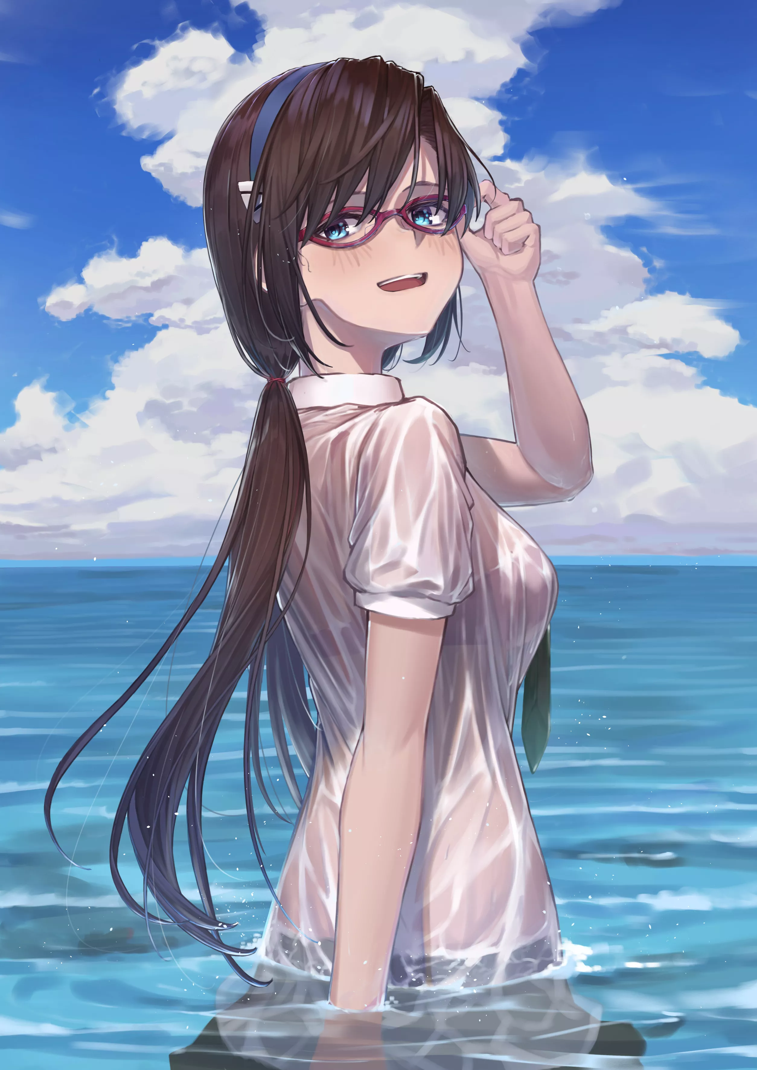 Soaked Mari mesmerizing you with her see-through uniform [Evangelion] posted by rynnikelddi